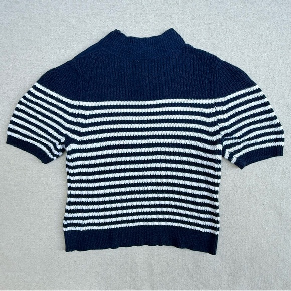 Maeve Stripe Sweater Puff Tee Nautical Navy Blue Sailor Short Sleeve Top Anchor - Picture 14 of 14